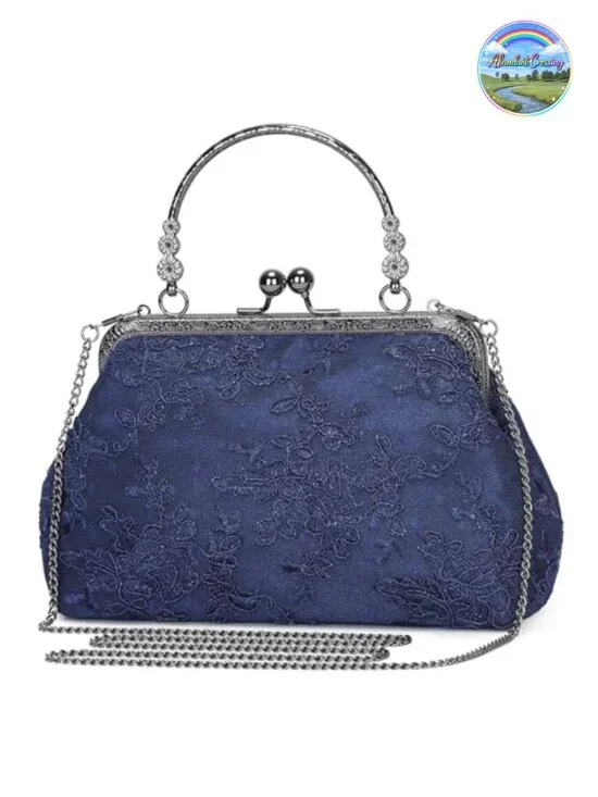 Vintage Lace Floral Clutch Purse Evening Bag with Detachable Chain