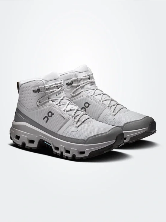 On Running Cloudrock Waterproof Mid-Top Boots in Light Grey and Dark Grey