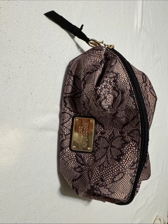 Victoria's Secret Pink Lace-Print Cosmetic Pouch with Gold Plate