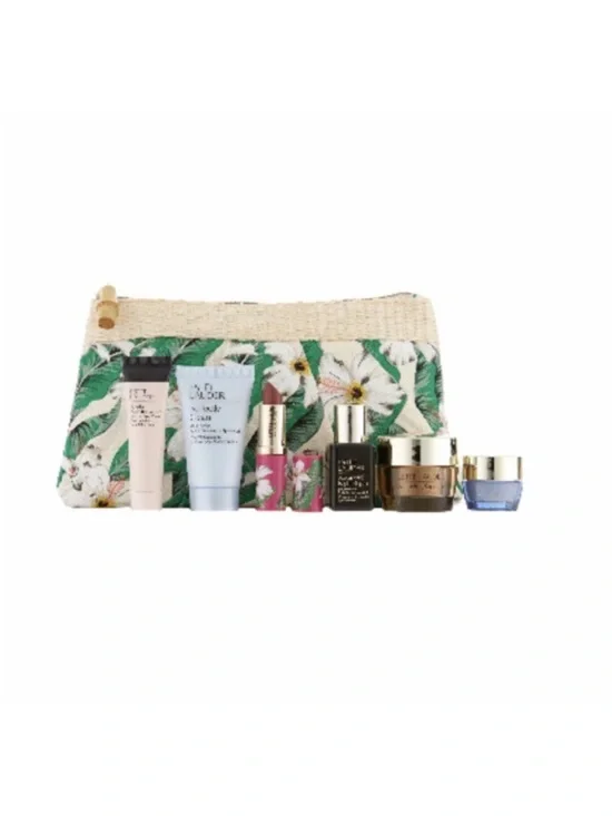 Estée Lauder Skincare Makeup Gift Set with Tropical Cosmetics Bag $185 Value