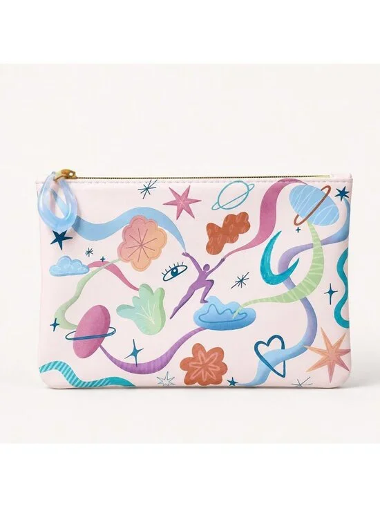 Pastel Cosmic Makeup Bag Jelly Pull Abstract Space Zipper Pouch