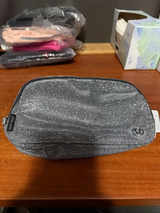 lululemon athletica Metallic Silver Cosmetic Pouch