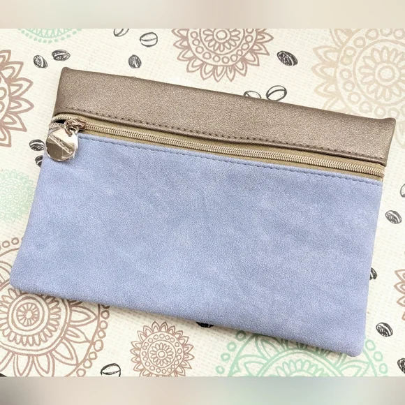 BareMinerals limited edition small blue & bronze cosmetic bag