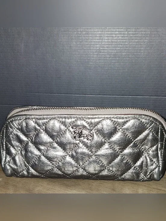 Burberry Gunmetal Quilted Wristlet Clutch - Metallic Leather