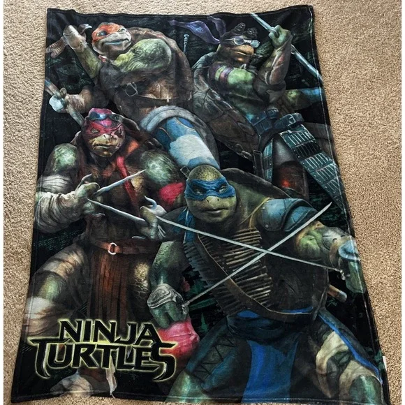 2014 RARE Nickelodeon TMNT Ninja Turtles Large Plush Throw Blanket 50