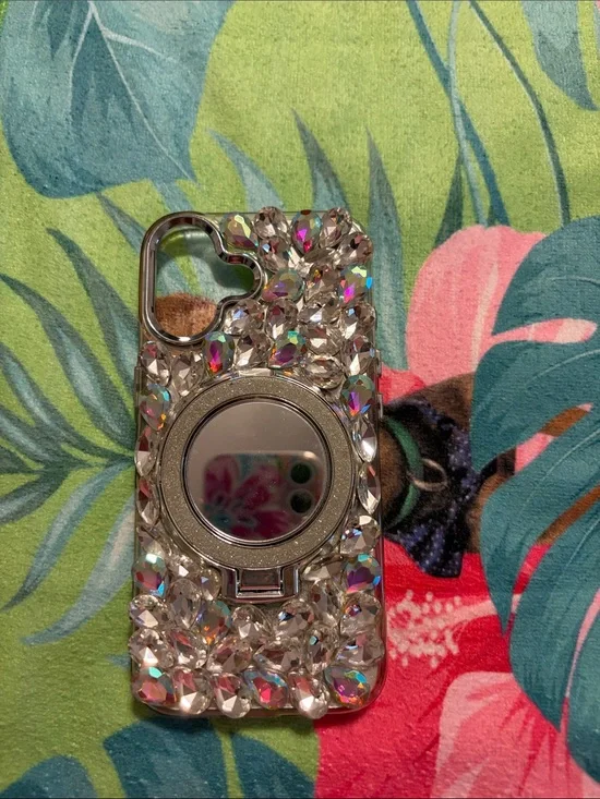 Rhinestone Bling Phone Case with Ring Holder - Clear/Sparkling