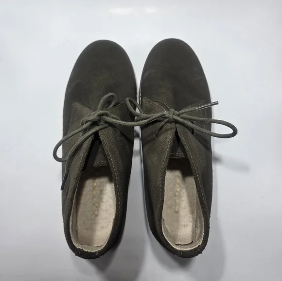 Hush Puppies Women’s Leather Lace-Up Oxford Shoes Dark Olive Suede Size 6.5