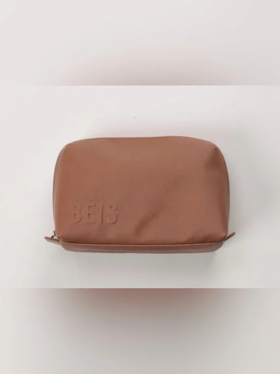 beis small cosmetic pouch camel