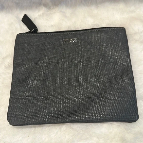 TUMI For Delta Canvas gray Travel Makeup Bag 7” Wide x 6