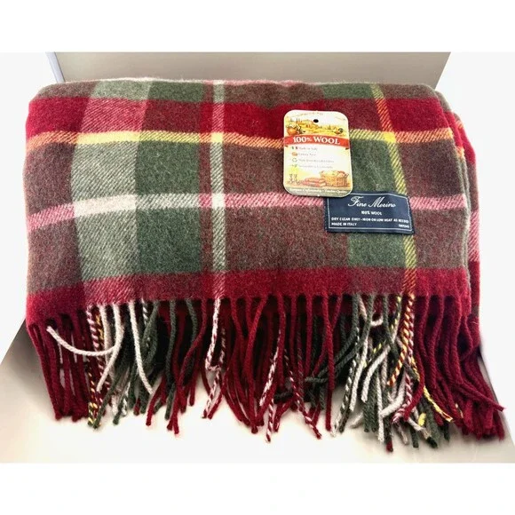NWT Linea Emmeti 100% Fine Merino Wool Throw Blanket 51