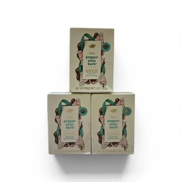 3 Pack Dove Peppermint Bark Beauty Bar 3.75oz Holiday Limited Edition 4 Soap