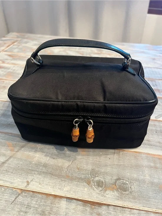 Vintage Gucci Black Nylon Bamboo Vanity Case – Made in Italy