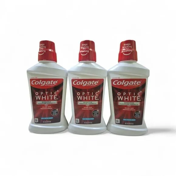 Colgate Optic White Mouthwash Effective Peroxide Formula Icy Fresh Mint 16 OZ