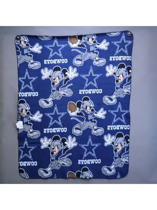 Vintage 2012 Disney Dallas Cowboys Mickey Mouse Fleece Throw Blanket 37x47 NFL