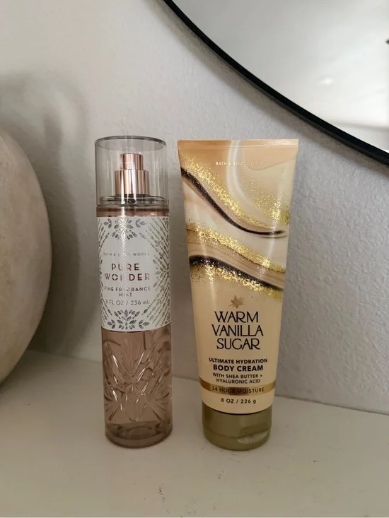 Bath & Body Works Pure Wonder Mist & Warm Vanilla Sugar Cream Set