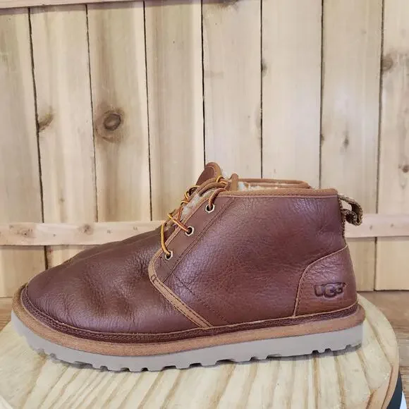 UGG Neumel Boots Mens 11 Brown Leather Chukka Lined Ankle Outdoor Winter