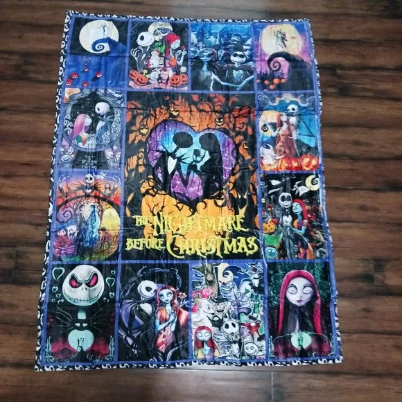 Nightmare Before Christmas Jack Skellington Sally Fleece Throw Blanket 50x40