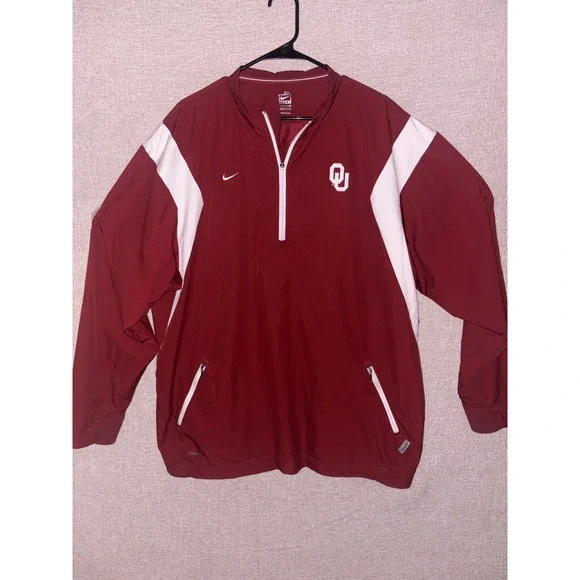 Crimson Red Nike Fit Storm OU Oklahoma Sooners Pullover Jacket Men's XXL Large