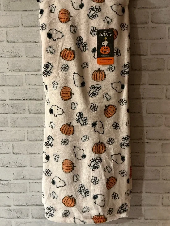 Peanuts Snoopy Pumpkins and Ghosts Printed Plush VelvetLoft® Throw- 60x70”