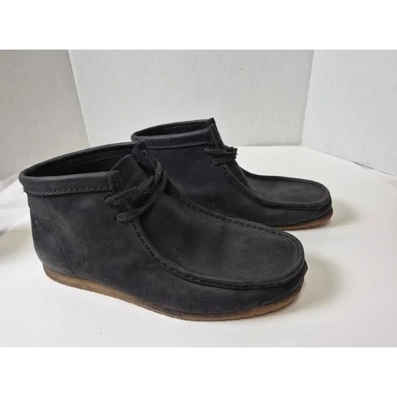 Clarks Wallabee Boots Black Leather Moccasin Lace Up Mens 8 261297667070