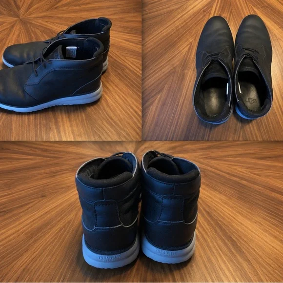 UGG Men's Black Chukka Boots with Gray Outsole, Size 12