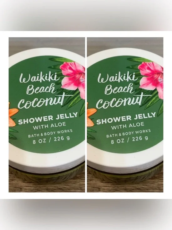 Bath & Body Works Waikiki Beach Coconut Shower Jelly - Green & Pink Floral