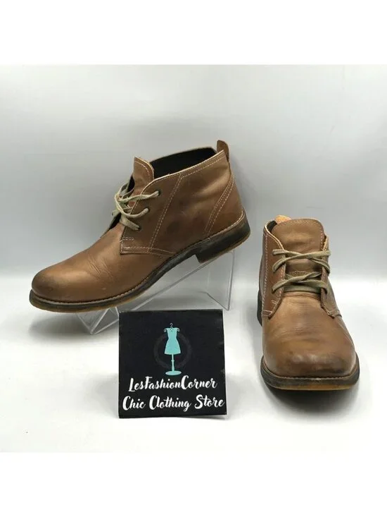 Bed Stu Men's Brown Leather Draco Lace-Up Distressed Chukka Boots Size 9.5 3811