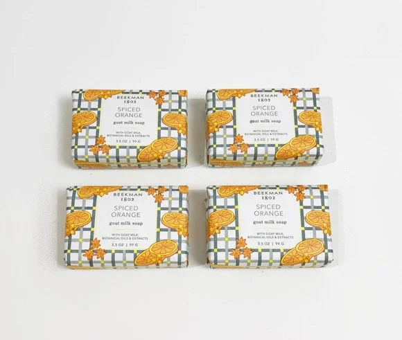 Beekman 1802 Spiced Orange Palm-Sized Goat Milk Soap 3.5 oz 99 g - Lot of 4