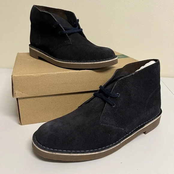 Clarks Bushacre 2 Mens Navy Blue Suede Chukka Desert Boots Size 10M Lace Up