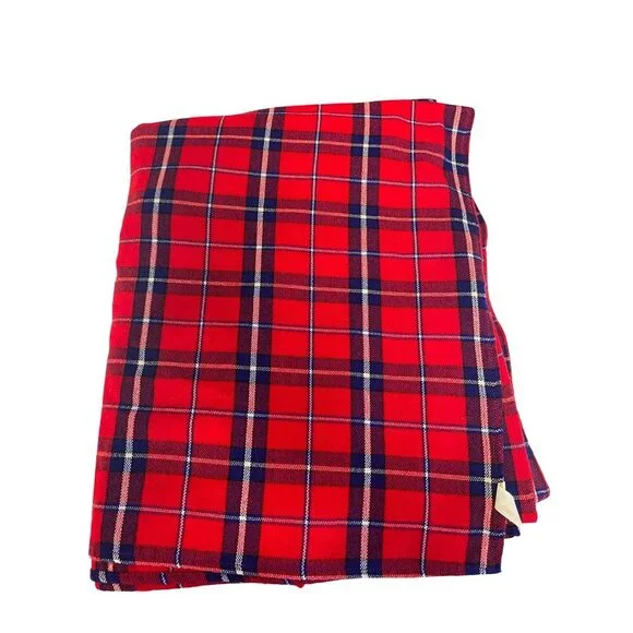 Robin Spin Knit Nakuru Kenya‎ Tartan Red Blue Plaid Blanket 72 x 60 Tablecover