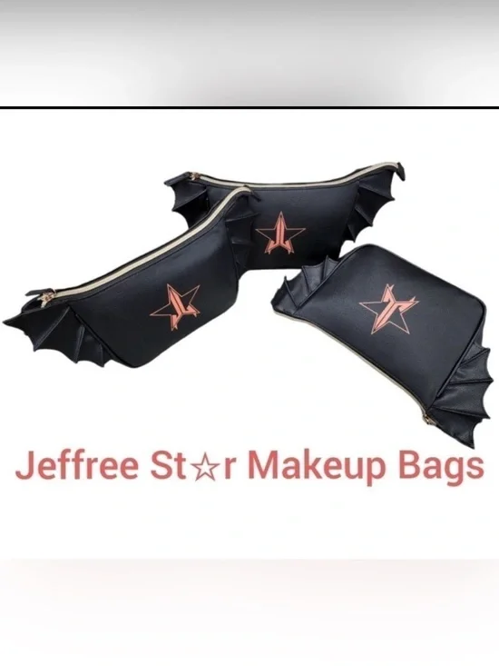 Jeffree Star Black Cosmetic Bag with Rose Gold Star Logo