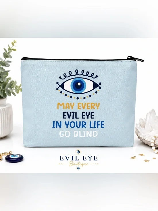 🦋🧿Light Blue Canvas Zip Pouch🧿🦋