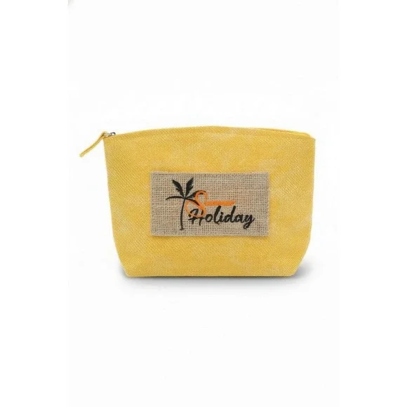 Makeup Bag Womens Small Yellow New Summer Holiday Tropical Pouch