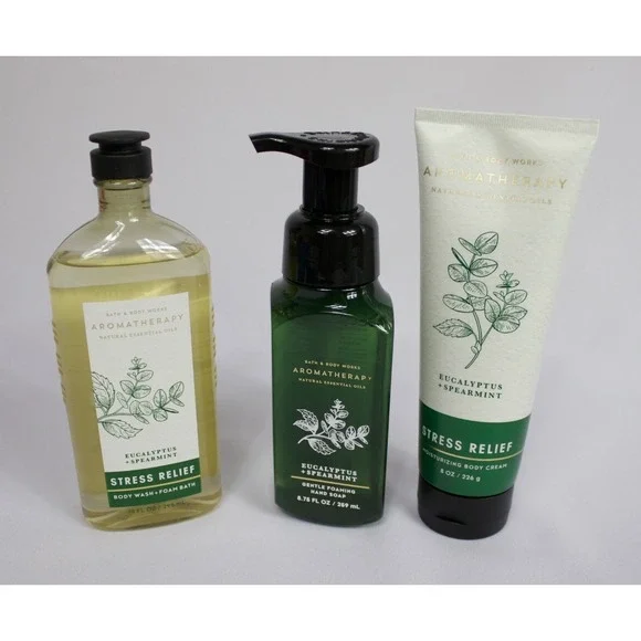 Bath & Body Works Eucalyptus Spearmint Set‎ Body Wash, Body Cream, Soap NEW