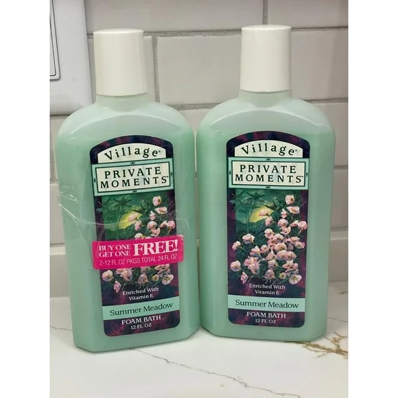 Private Moments by Village Summer Meadow Foam Bath 12‎ oz Lot of 2 New Old Stock