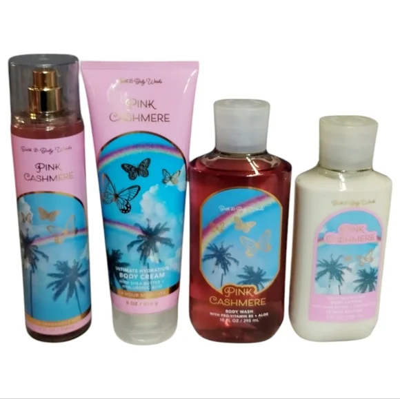 RARE Bath and Body Works DISCONTINUED 4pcs PINK CASHMERE Mist, Gel, Cream & Loti