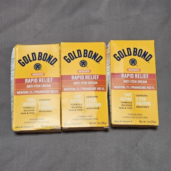 (3)‎ Gold Bond Medicated Rapid Relief Anti-Itch Cream 1 oz Ea. Expires 12/25
