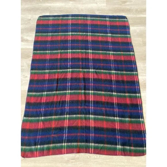 Vintage Ralph Lauren Plaid Blanket Throw Scarf 100% Acrylic