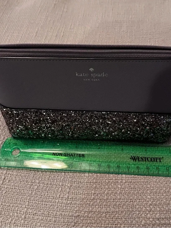 kate spade Gray and Silver Glitter Cosmetic Pouch