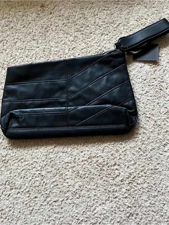 Zara Black Quilted Wristlet Cosmetic Pouch