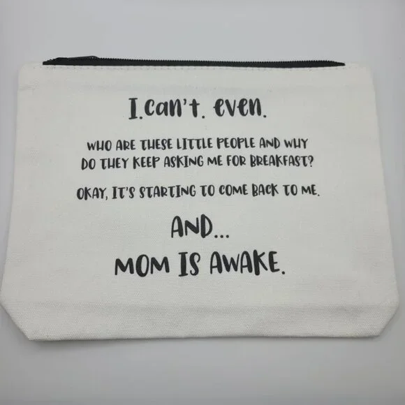 Mom Who Are These Kids People Makeup Bag 9 x 7 Canvas Zipper Pouch Gift Cosmetic