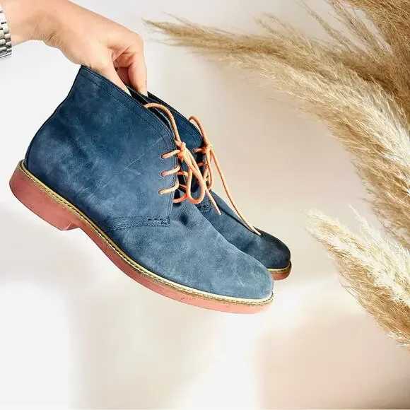 MENS COLE HAAN Navy Blue Suede Leather Chukka Ankle Boots Lace Up Shoes 8.5