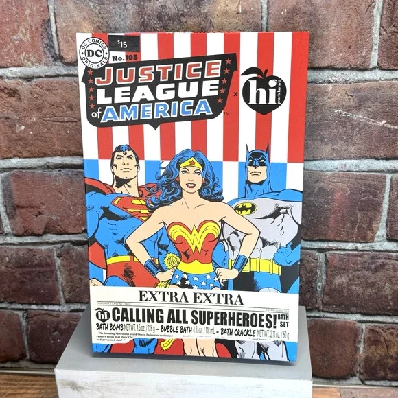 Justice League x Hi Peach Layne Bath Set- Bath Bomb Bath Crackle Bubble Bath New