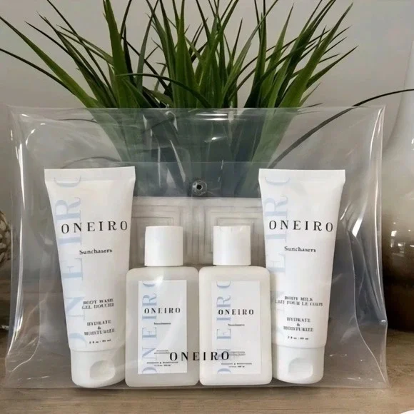 Oneiro Sunchaser 4 Piece Travel Bath Body Set Vegan All Natural‎ Skincare Pouch
