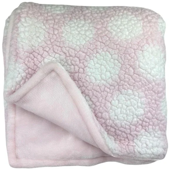 Little Beginnings Pink White‎ Polka Dot Sherpa Plush Baby Girl Blanket Lovey