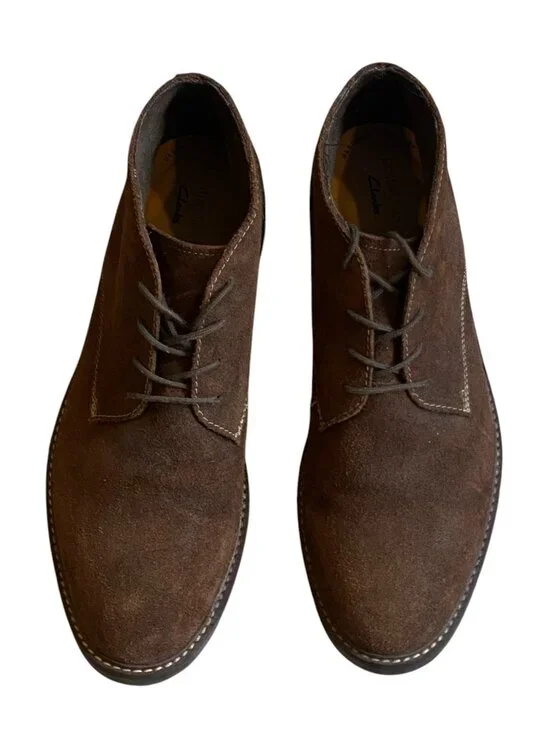 CLARKS COLLECTION Mens Brown Round‎ Toe Lace-Up Leather Chukka Boots 11-1/2 #80Q