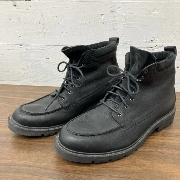 Cole Haan Keaton Mens Moc Toe Waterproof Boots Size 10.5 Leather Black