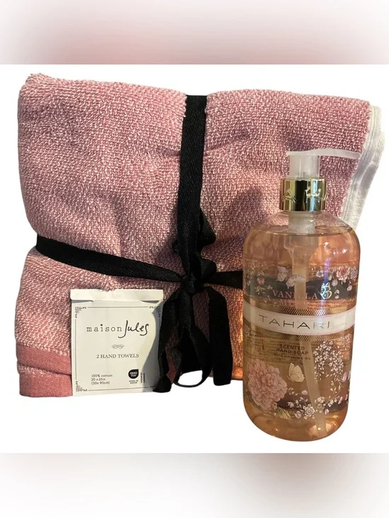 Maison Jules Hand Towels with Scented Hand Soap Bundle