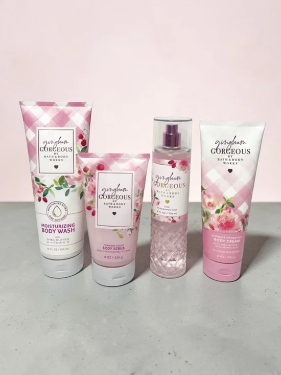 Bath & Body Works Gingham Gorgeous Gift Set Body Cream Scrub Nwt