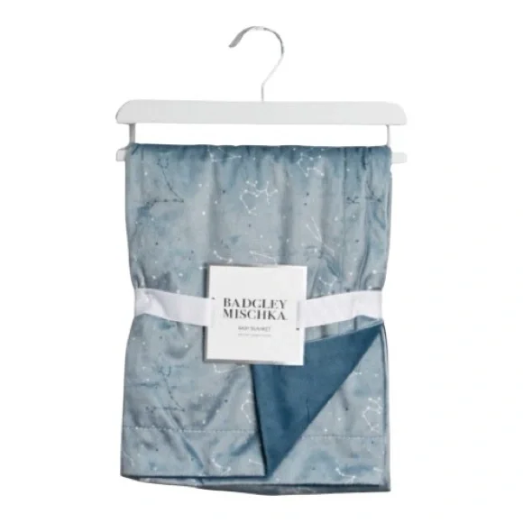 Badgley Mischka Blue Gray Celestial Constellation Print Baby Blanket 30' x 40